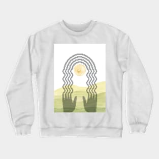 Abstract landscape and hands-rainbow pixel art Crewneck Sweatshirt